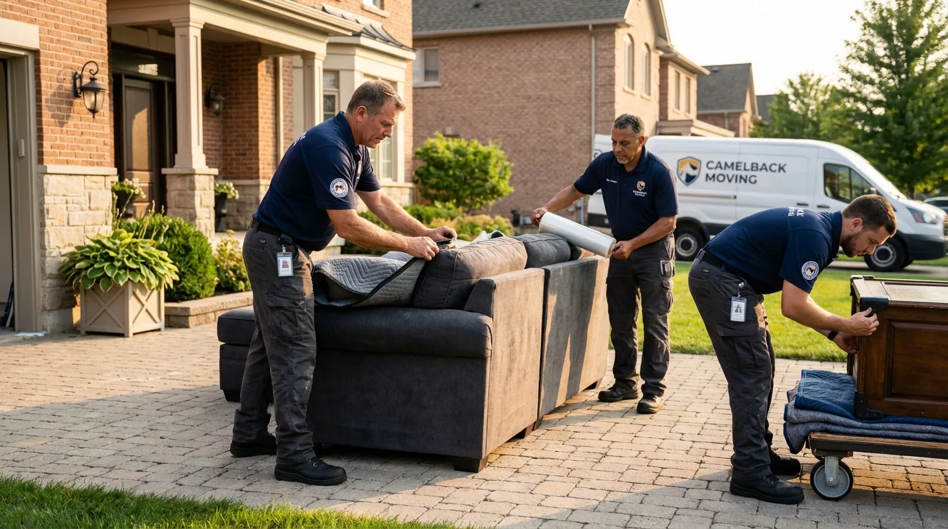 Large estate moving crew wrapping furniture in Hico, TX